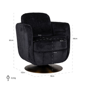 Swivel Lounge Chair Turner Black Chenille (bergen 809 Black Chenille)