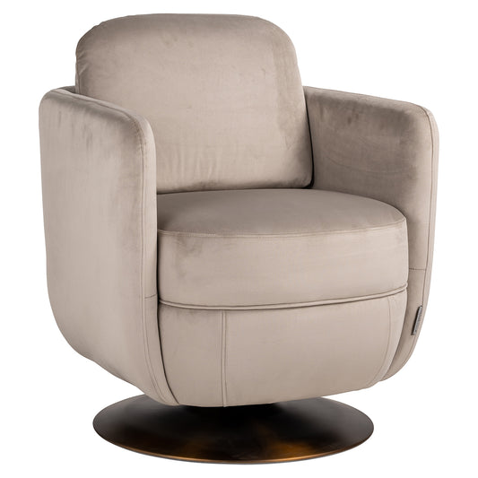 Swivel lounge chair Turner khaki velvet fire retardant (FR-Quartz 903 Khaki)