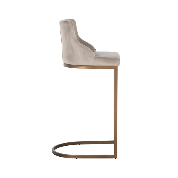 Bar Stool Bolton Khaki Velvet / Brushed Gold Fire Retardant (fr – Quartz 903 Khaki) – Richmond Interiors – Ex Display Immediately Available From Our Buzzards Valley Showroom