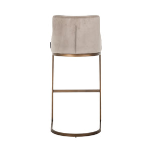 Bar Stool Bolton Khaki Velvet / Brushed Gold Fire Retardant (fr – Quartz 903 Khaki) – Richmond Interiors – Ex Display Immediately Available From Our Buzzards Valley Showroom