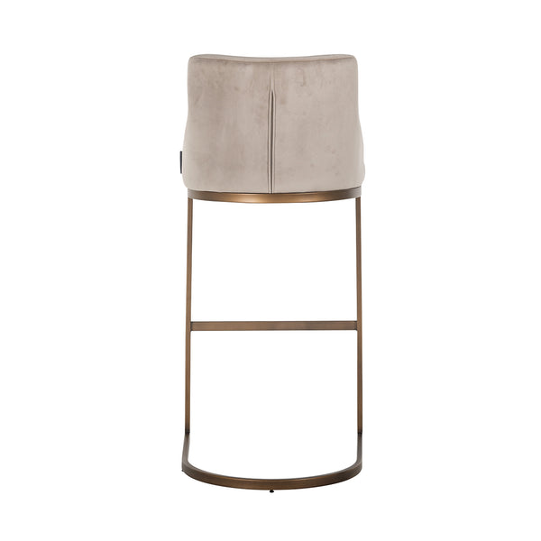 Bar Stool Bolton Khaki Velvet / Brushed Gold Fire Retardant (fr – Quartz 903 Khaki) – Richmond Interiors – Ex Display Immediately Available From Our Buzzards Valley Showroom