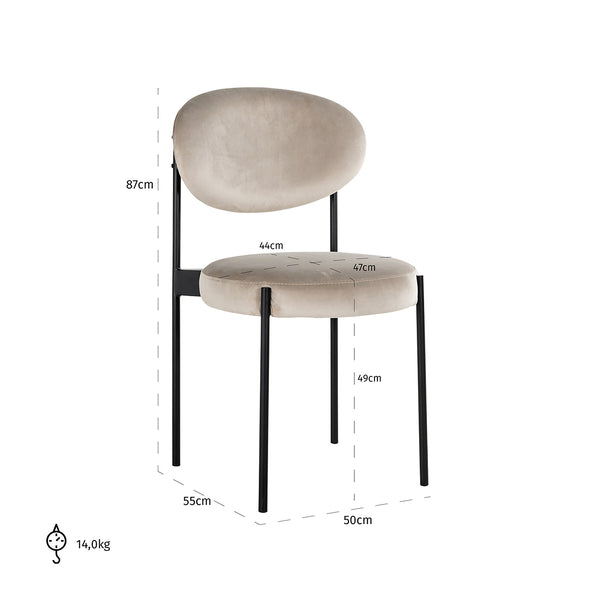 Chair Kaylee Khaki Velvet (quartz Khaki 903)