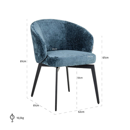 Chair Amphara blue chenille fire retardant (Bergen 601 blue chenille)- Richmond Interiors