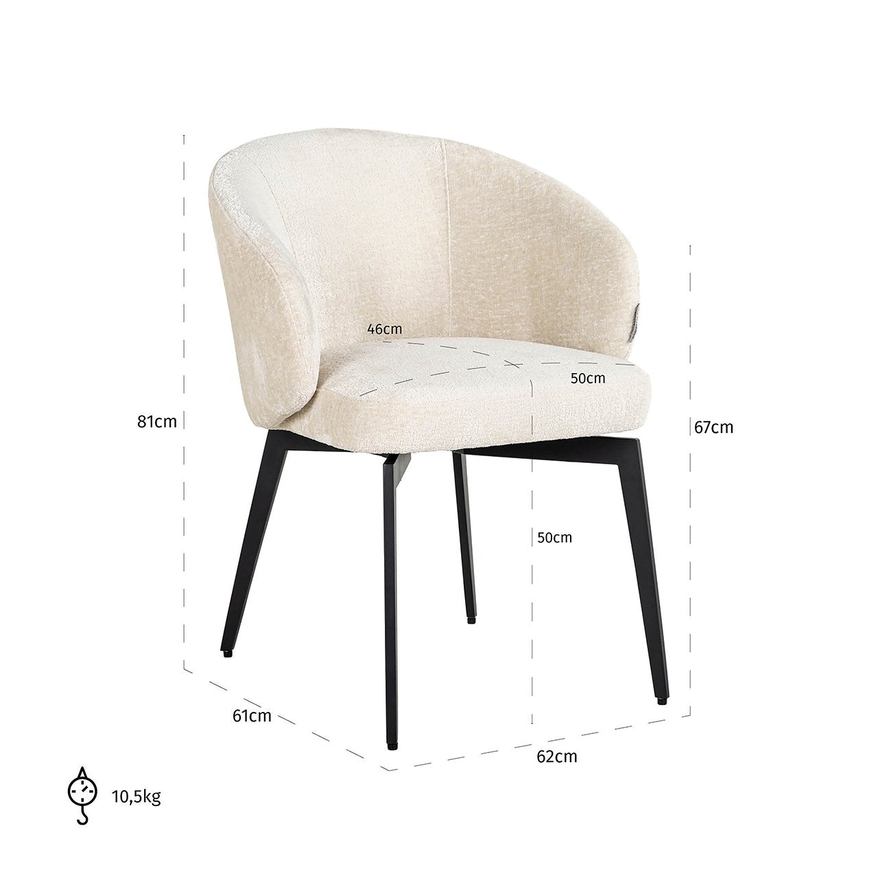 Chair Amphara white chenille fire retardant (FR-Bergen 900 white chenille)- Richmond Interiors