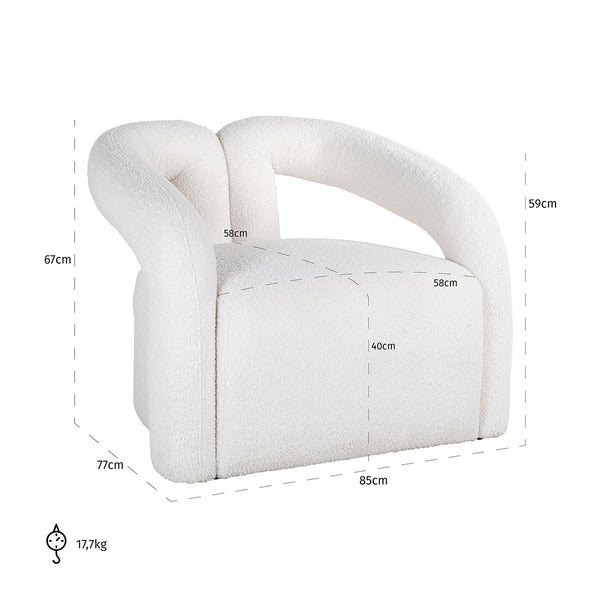 Lounge Chair Dana White Furry (himalaya 900 White Furry)
