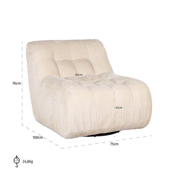 Swivel Lounge Chair Rosy White Chenille (bergen 900 White Chenille)
