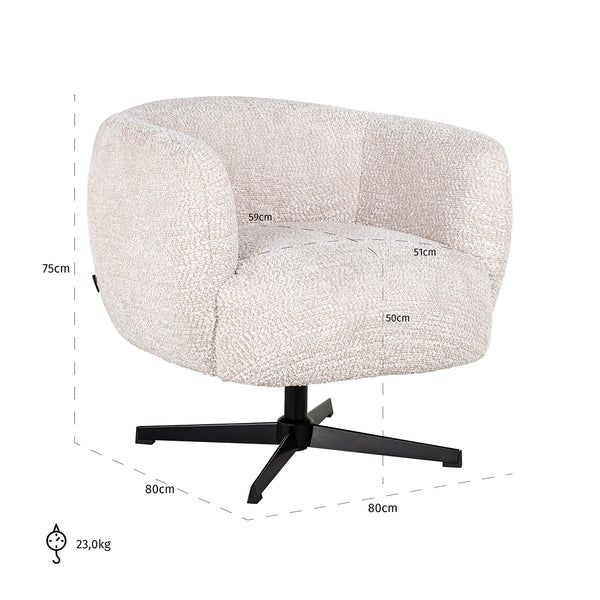 Swivel Lounge Chair Estelle (be Lovely 11 Cream)