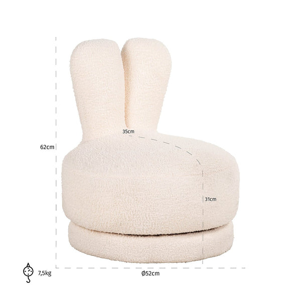 Kids Swivel Lounge Bunny (teddy 14 White)