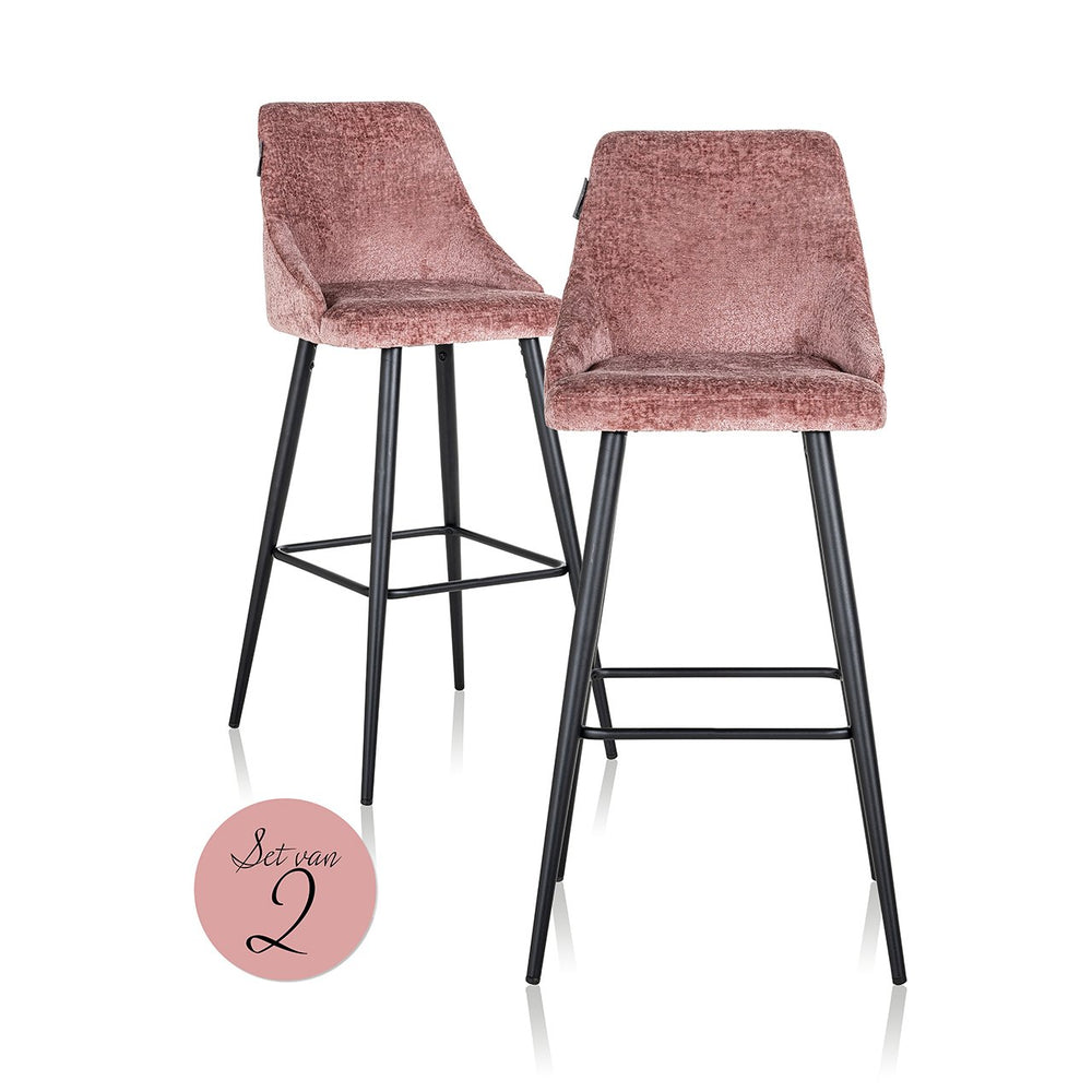 Bar stool Brooke rose chenille (set of 2) (Bergen 705 rose chenille)