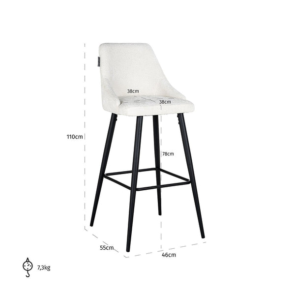 Bar Stool Brooke White Unicorn (set of 2) (unicorn 02 White)