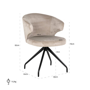 Swivel Chair Milly Khaki Velvet (fusion Cream 02)