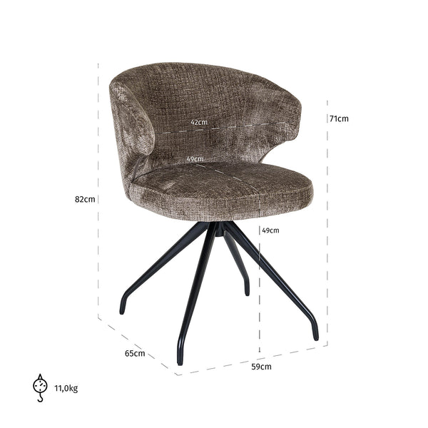 Swivel Chair Milly Stone Chenille (niagara 104 Stone Chenille)