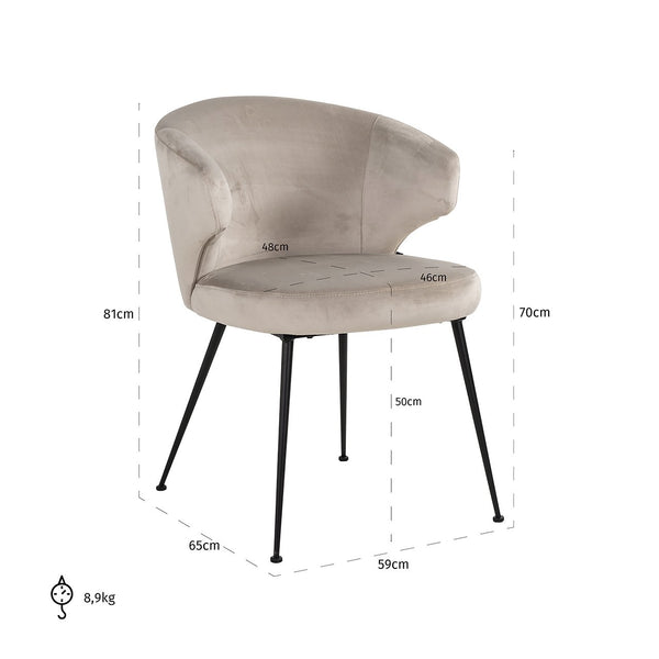Chair Xandra Khaki Velvet (quartz Khaki 903)