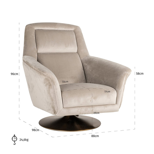 Swivel Chair Nora Khaki Velvet (quartz Khaki 903)