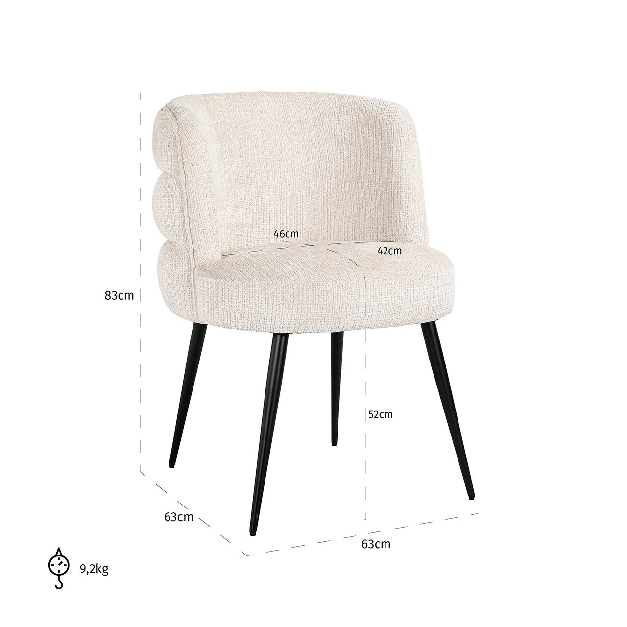 Chair Stella beige chenille fire retardant (Niagara 902 beige)- Richmond Interiors
