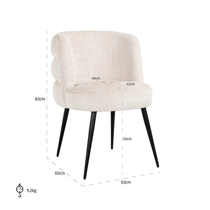 Chair Stella beige chenille fire retardant (Niagara 902 beige)- Richmond Interiors