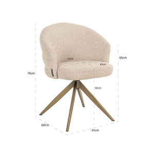 Dining chair Zendaya biscotti swivel fire retardant
