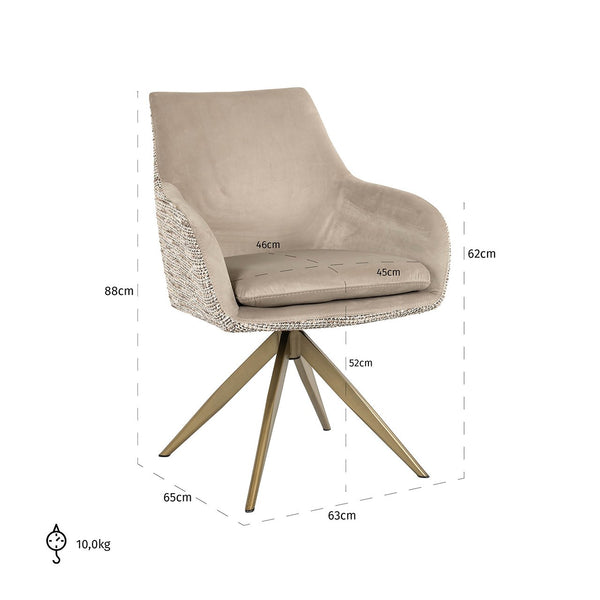 Swivel Chair Lisonne Be Trendy Nature / Khaki Velvet (be Trendy 01 Nature)