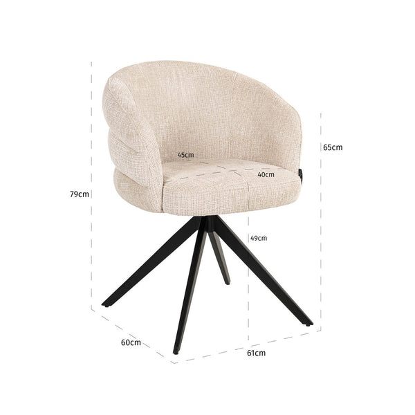 Dining chair Serenity niagara beige swivel fire retardant