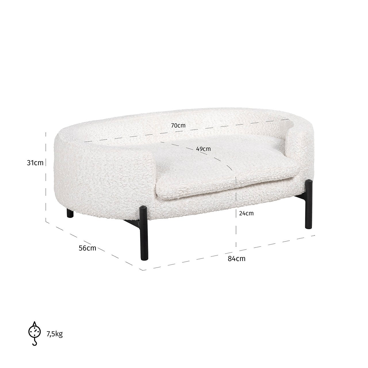 Pet bed Dolly white sheep (Sheep 02 white)- Richmond Interiors