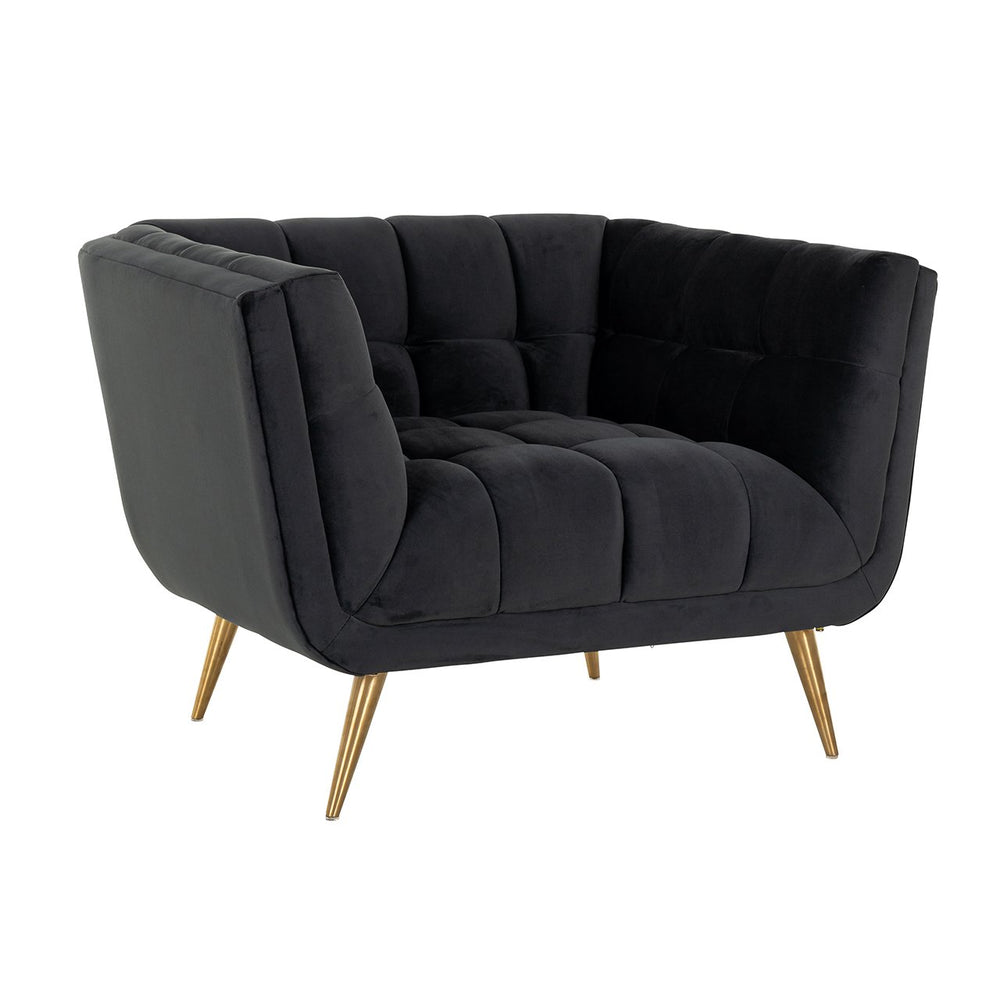Lounge chair Huxley Antraciet velvet / Brushed gold (Quartz Antraciet 801)