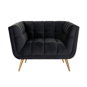 Lounge Chair Huxley Antraciet Velvet / Brushed Gold (quartz Antraciet 801)