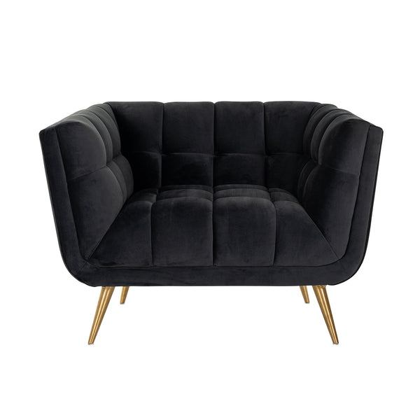 Lounge Chair Huxley Antraciet Velvet / Brushed Gold (quartz Antraciet 801)