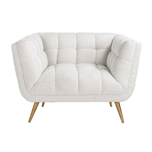 Lounge Chair Huxley White Bouclé / Brushed Gold (copenhagen 900 Bouclé White)
