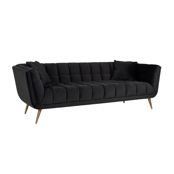 Sofa Huxley Antraciet velvet / Brushed gold (Quartz Antraciet 801)
