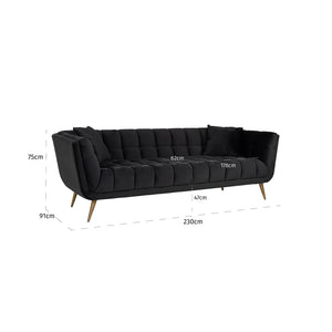 Sofa Huxley Antraciet Velvet / Brushed Gold (quartz Antraciet 801)