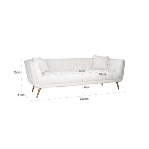 Sofa Huxley White Bouclé / Brushed Gold (copenhagen 900 Bouclé White)