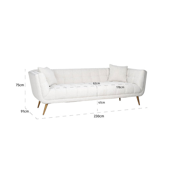 Sofa Huxley White Bouclé / Brushed Gold (copenhagen 900 Bouclé White)