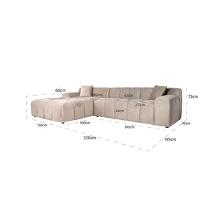 Sofa Cube 3 – Seater + Lounge Left (quartz Khaki 903)
