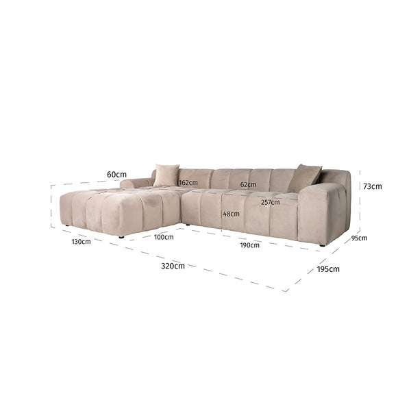 Sofa Cube 3 – Seater + Lounge Left (quartz Khaki 903)