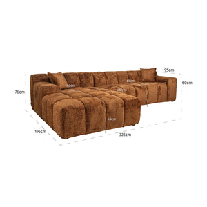 Sofa Cube 3 – Seater + Lounge Left (be Lovely 603 Cinnamon)