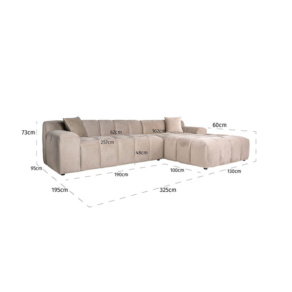 Sofa Cube 3 – Seater + Lounge Right (quartz Khaki 903)