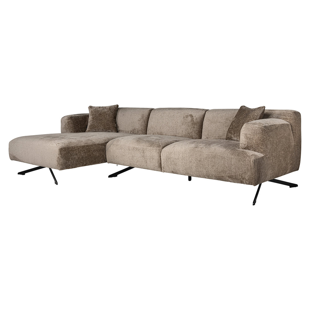 Sofa Donovan 3-seater + lounge left (Bergen 104 taupe chenille)
