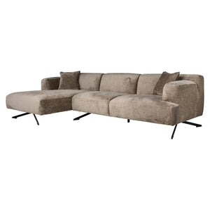 Sofa Donovan 3-seater + lounge left (Bergen 104 taupe chenille)