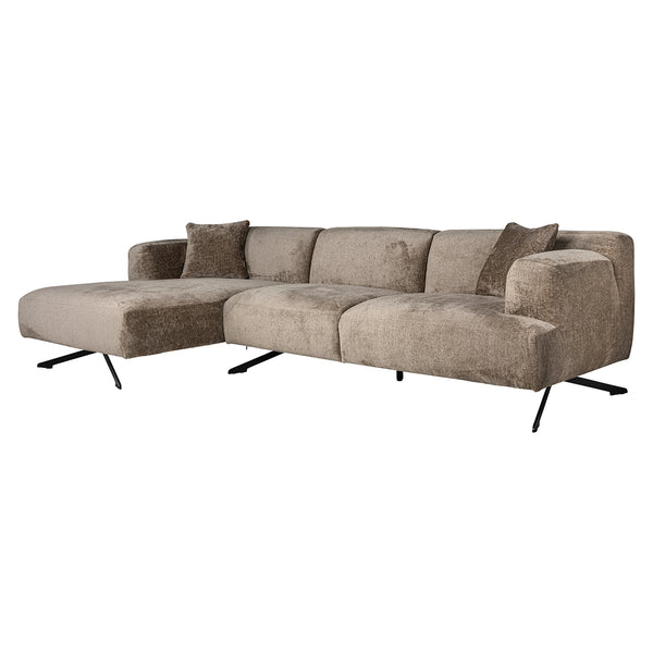 Sofa Donovan 3-seater + lounge left (Bergen 104 taupe chenille)