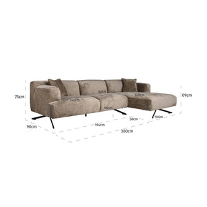 Sofa Donovan 3 – Seater + Lounge Right (bergen 104 Taupe Chenille)