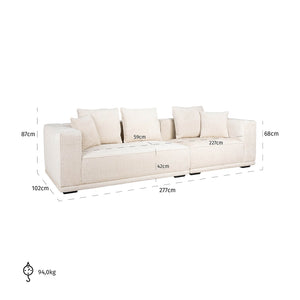 Sofa Lusso 3 – Seasts Beige Chenille (niagara 902 Beige)