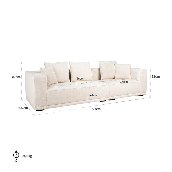 Sofa Lusso 3 – Seasts Beige Chenille (niagara 902 Beige)