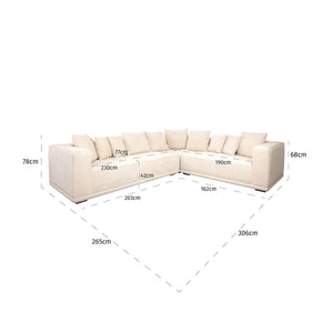 Corner Sofa Lusso Beige Chenille (niagara 902 Beige)