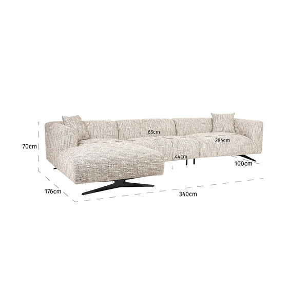 Sofa Hoxton 3 – Seater + Lounge Left (be Trendy 01 Nature)