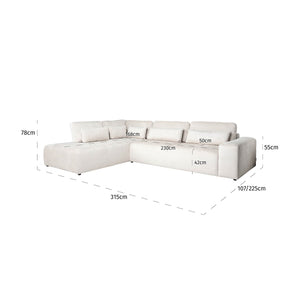 Sofa Lund 3 – Seater + Ottoman Left Cream Fusion (fusion Cream 02)