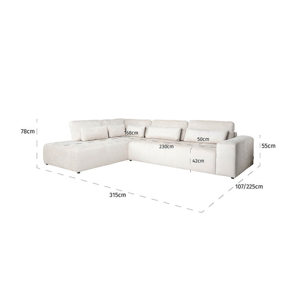 Sofa Lund 3 – Seater + Ottoman Left Cream Fusion (fusion Cream 02)