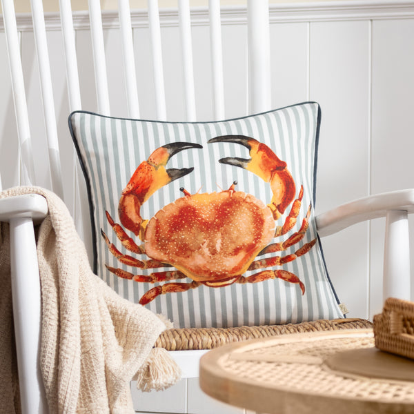 Salcombe Crab 43x43 Feather Filled Cushion Multi - lifestyle