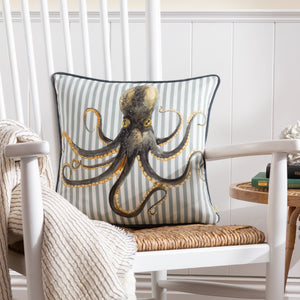 Salcombe Octopus 43x43 Feather Filled Cushion Multi - lifestyle