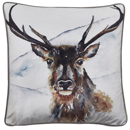 PRINTED WINTER STAG ON VELVET 45 X 45