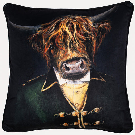 DRESSED PRINTED VELVET HIGHLAND COW45 X 45
